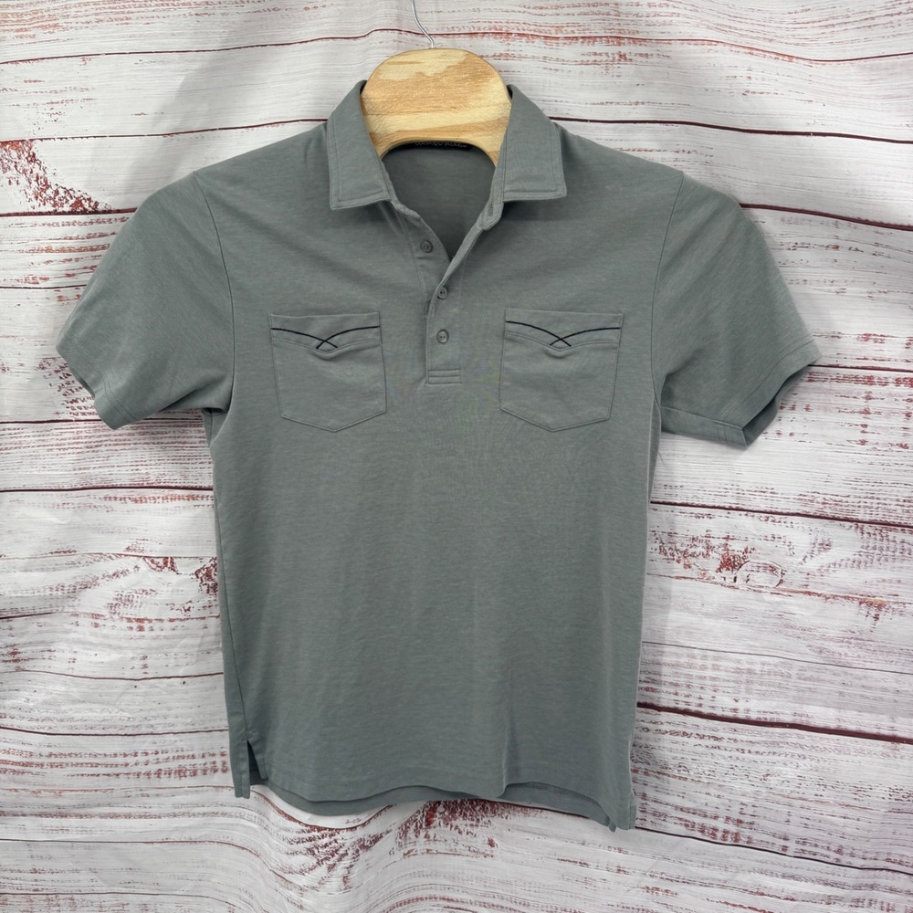 Travis Mathew Golf Polo Shirt Mens Medium Grey Short Sleeve Pockets Athletic